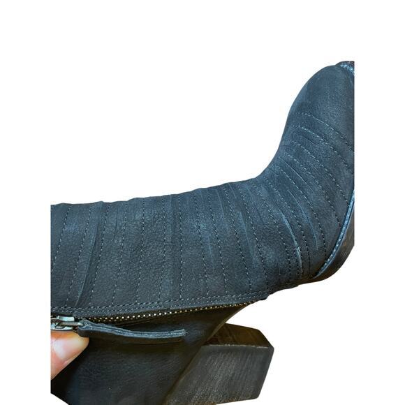 NWT Paul Green Women 6 Malibu Sliced Zip Bootie Black Leather Suede Heels - Picture 10 of 15